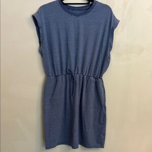 A New Day Striped Blue Drawstring Pockets Sleeveless Dress Size XL
